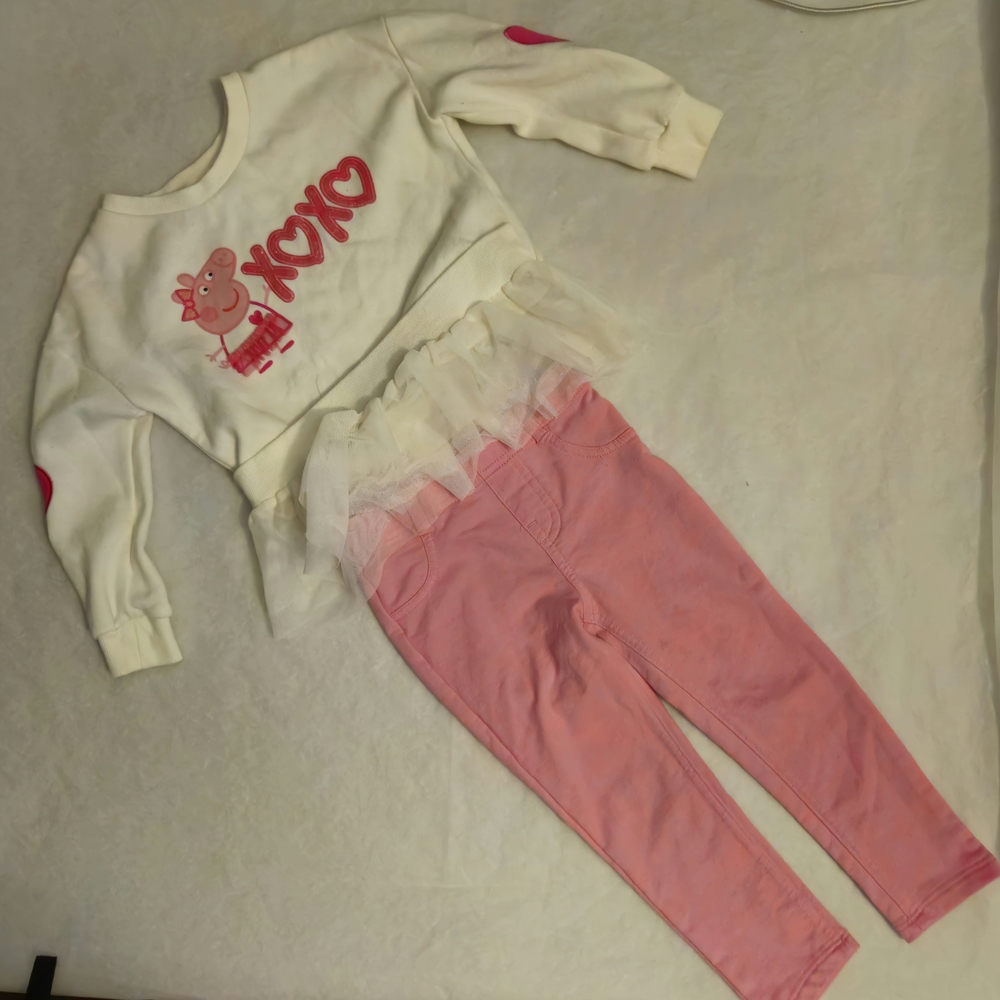Peppa Pig Cream and Pink Leggings Set